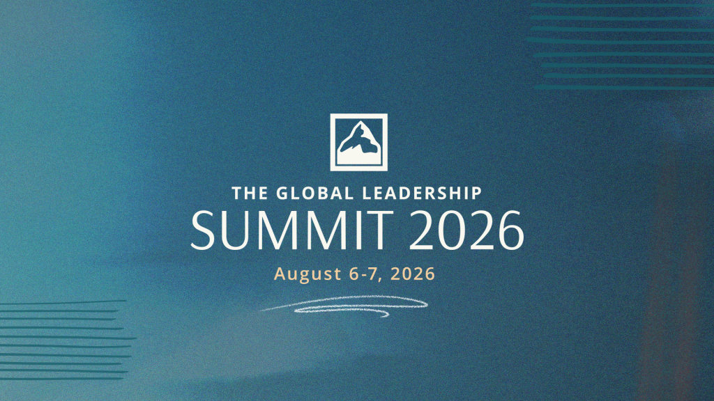 GLS26_Hero_Image_1920x1080 Blue gradient event banner for The Global Leadership Summit 2026 with a white square logo and dates: August 6–7, 2026, centered text